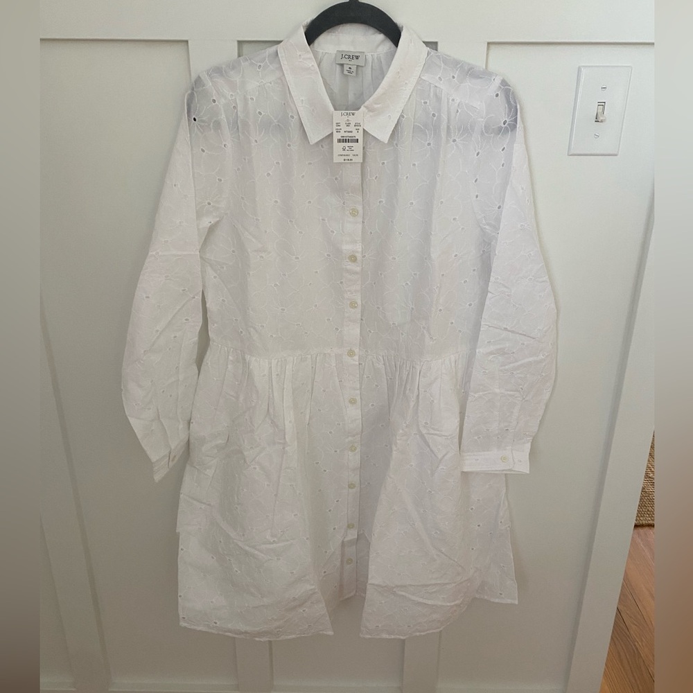 NWT J Crew White Eyelet Mini Dress 8